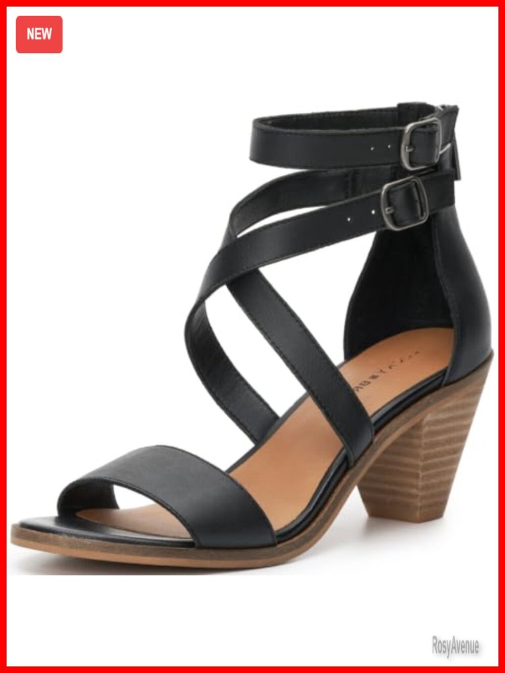 Lucky Brand Leather Ankle Strap Block Heel Sandals